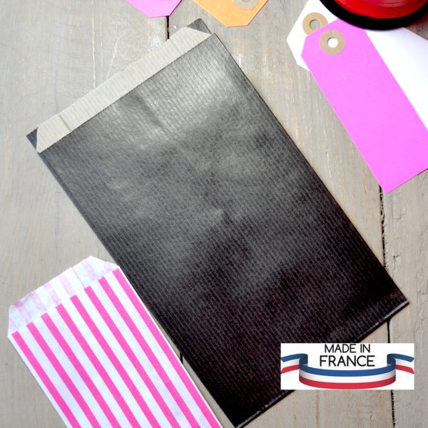 Sachets Pochettes cadeaux kraft Noir Mat 18cmx35cm Fabriquées en France MIF Pour les commerces et les boutiques