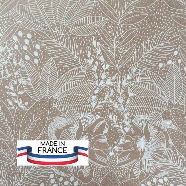 Rouleau papier cadeau kraft lisse motifs végétaux France MIF 70cm 50cm